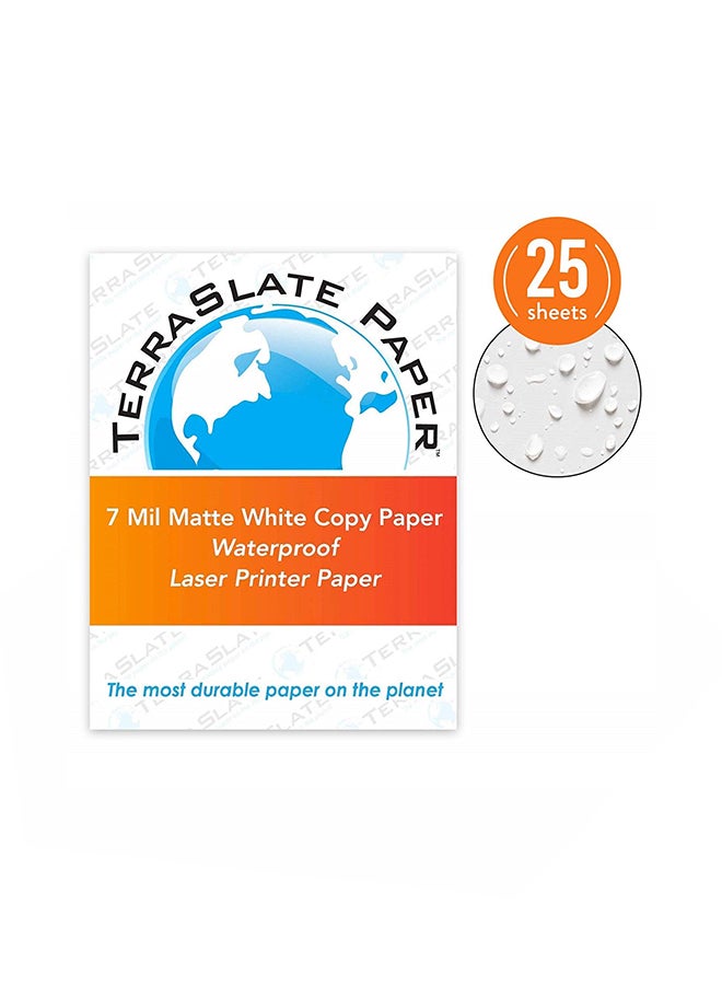 25-Sheet Waterproof Copy Laser Printer Paper White