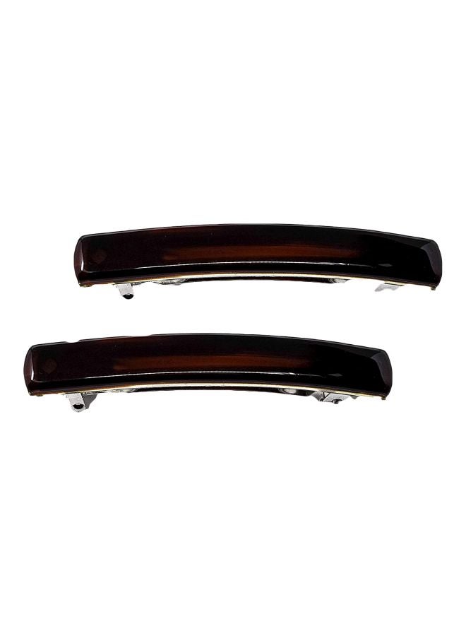 2-Piece Clasp Hair Clip Brown/Black 2.5inch
