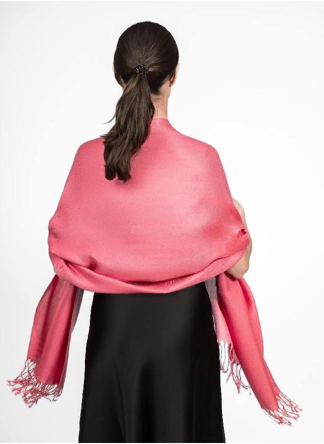 Achillea Large Soft Silky Pashmina Shawl Wrap Scarf in Solid Colors (Coral Pink)