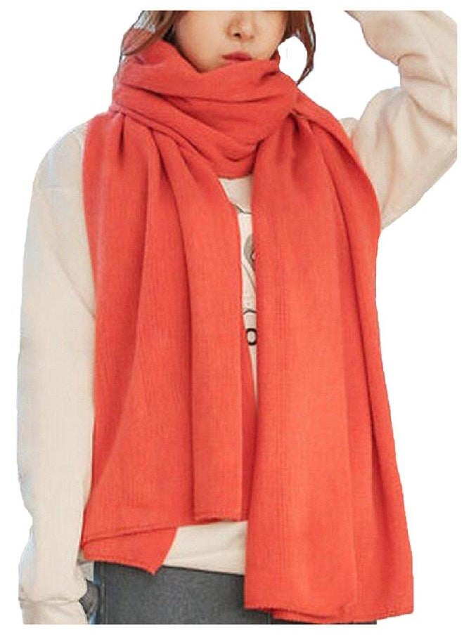 Wander Agio Womens Warm Long Shawl Winter Upset Large Scarf Pure Color Orange