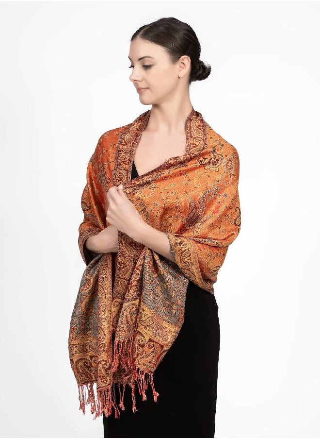 Achillea Soft Silky Reversible Paisley Pashmina Shawl Wrap Scarf w/Fringes 80