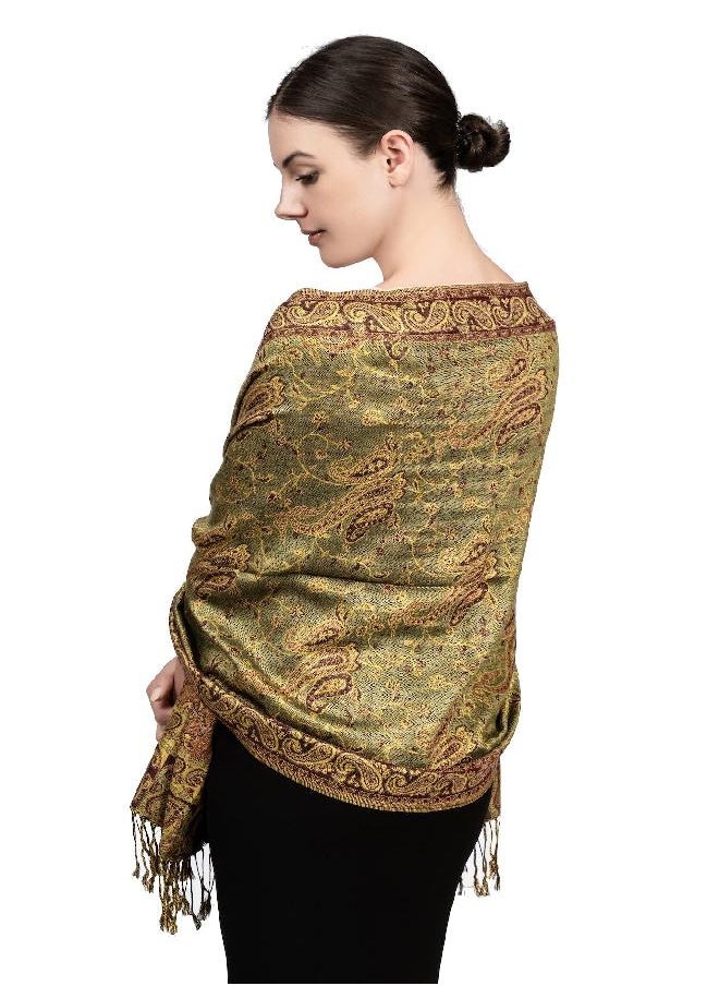 Achillea Soft Silky Reversible Paisley Pashmina Shawl Wrap Scarf w/Fringes 80