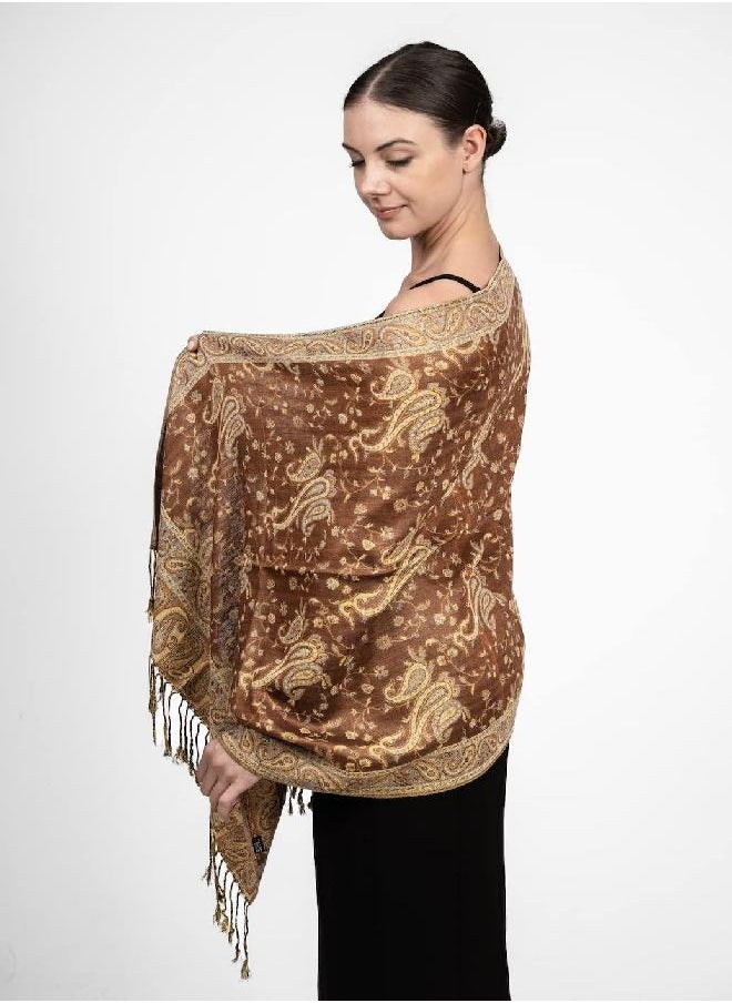 Achillea Soft Silky Reversible Paisley Pashmina Shawl Wrap Scarf w/Fringes 80