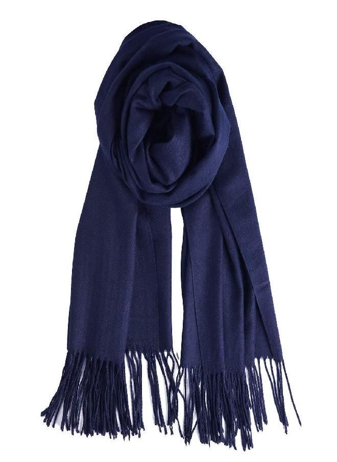 QBSM Womens Navy Blue Winter Pashmina Scarf Blanket Formal Shawls and Wraps for Evening Dresses