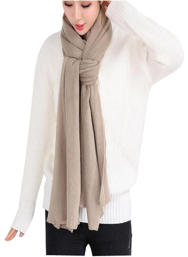 Wander Agio Women's Warm Long Shawl Winter Scarfs Large Scarf Pure Color Khaki