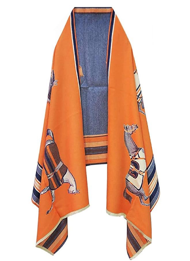 EXTREE Scarfs for Women Pashmina Silky Shawl Wrap for Evening Dressing Horse Scarf Blanket Open Front Poncho Cape