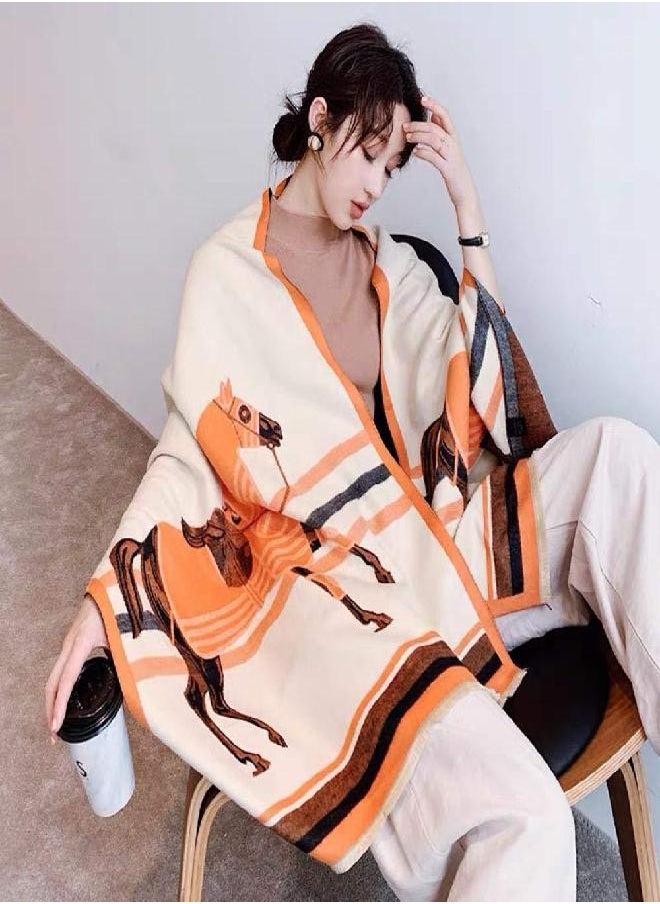 EXTREE Scarfs for Women Pashmina Silky Shawl Wrap for Evening Dressing Horse Scarf Blanket Open Front Poncho Cape