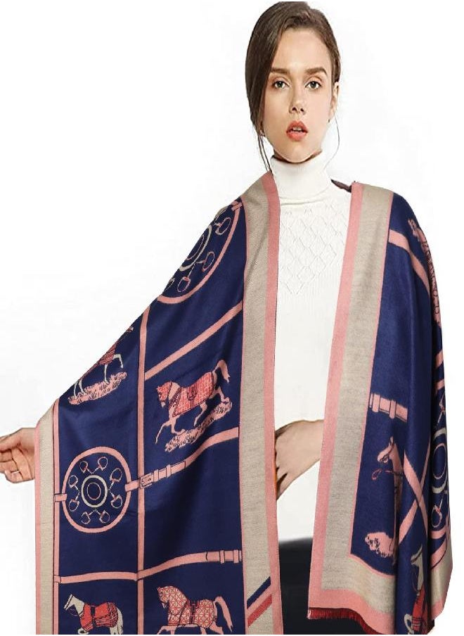 EXTREE Scarfs for Women Pashmina Silky Shawl Wrap for Evening Dressing Horse Scarf Blanket Open Front Poncho Cape