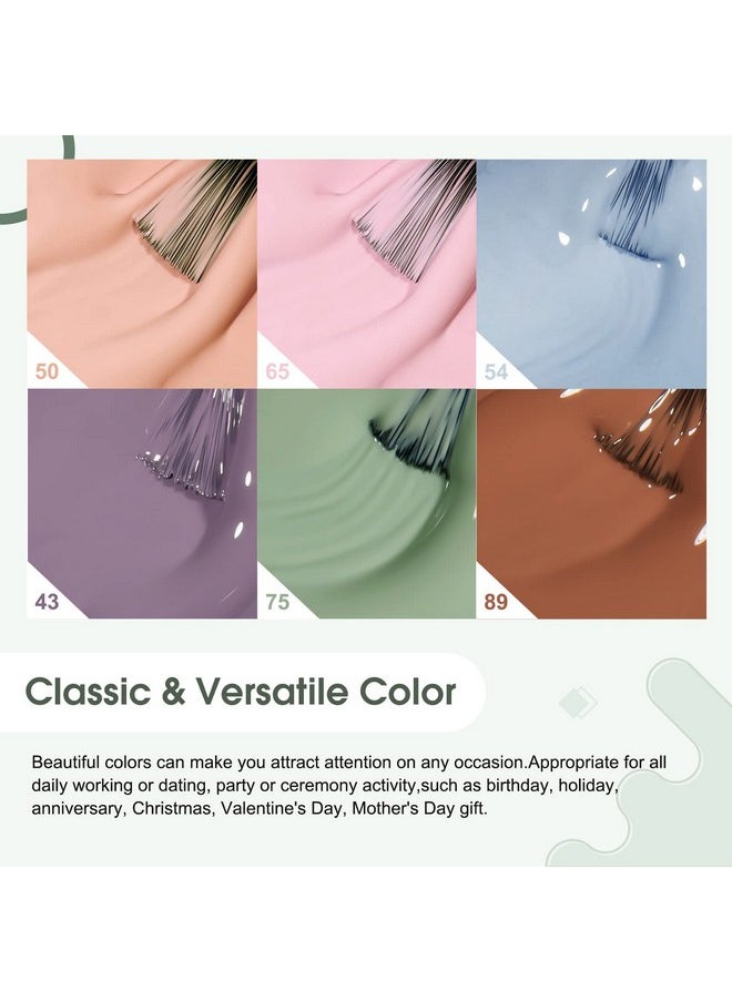 Venalisa Gel Polish Set- 6 Colors Popular Nude Pink Blue Green Brown Purple Gel Polish Kit, Diy At Home Salon Christmas New Year'S Gifts For Girls