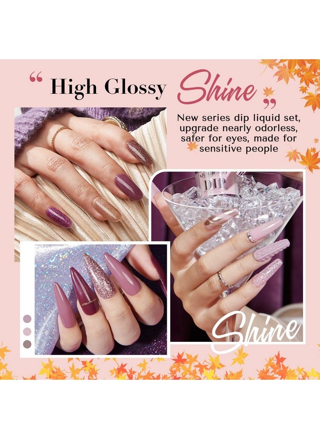 Dip Powder Liquid Set 4 Pcs Clear Dipping Powder Base Activator Top Coat And Brush Saver For Dip Powder Nail Kit 15Ml/0.57Oz Low Odor Nail Dip Liquid Set No Need Nail Lamp Diplypro