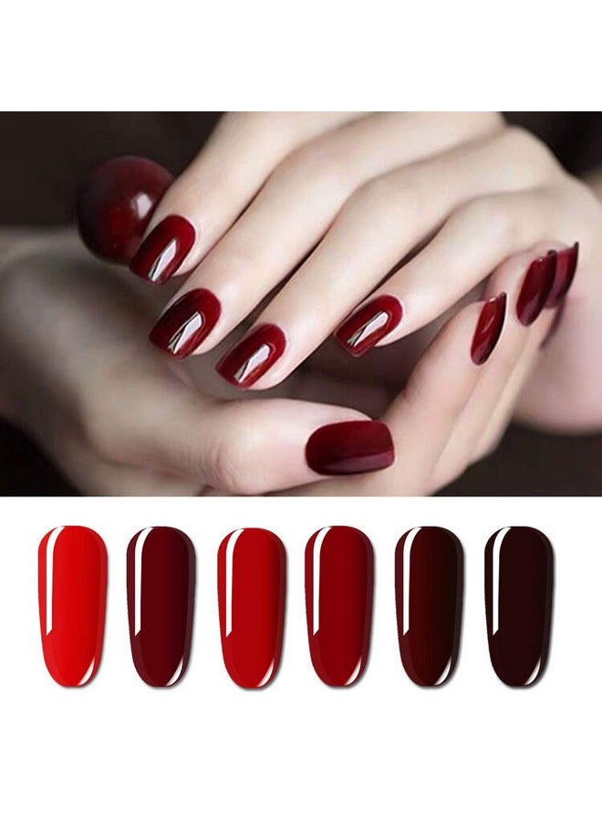 Red Colors Collection Gel Polish Set- Pack Of 6 Colors Shine Finish And Long Lasting, Soak Off Uv Led Gel 8Ml/Pcs Gift Set