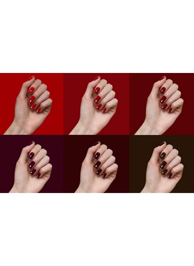 Red Colors Collection Gel Polish Set- Pack Of 6 Colors Shine Finish And Long Lasting, Soak Off Uv Led Gel 8Ml/Pcs Gift Set