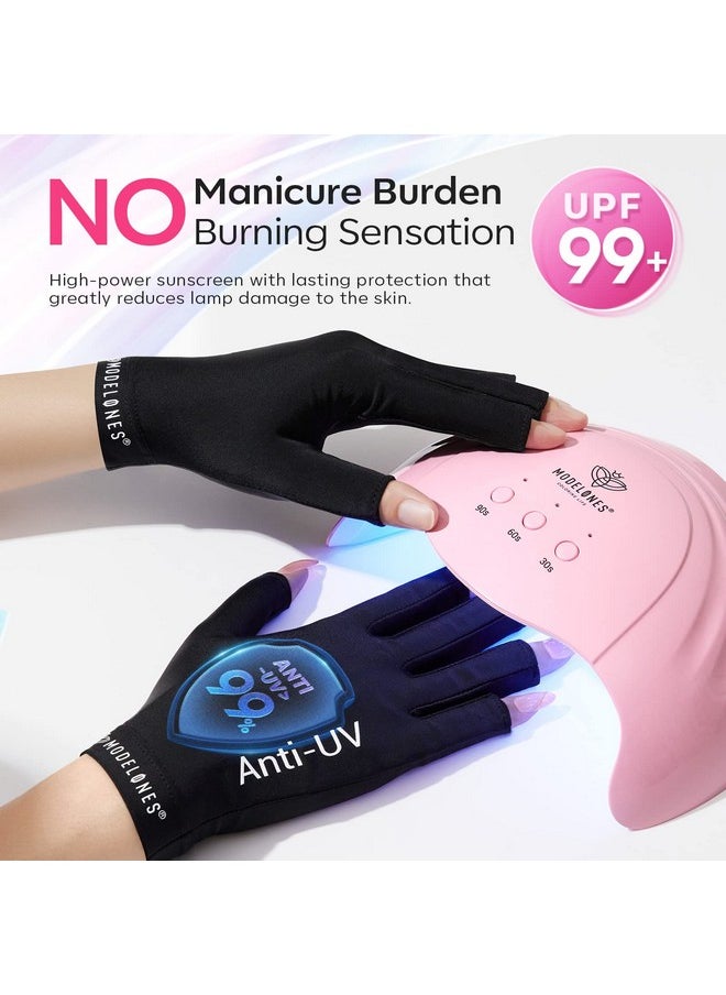 Uv Gloves For Nails, Professional Upf99+ Uv Protection Gloves For Gel Manicures, Fingerless Uv Light Gloves For Gel Nails, Anti Uv Gloves For Gel Nail Lamp, Protect Your Skin From Uv Harm