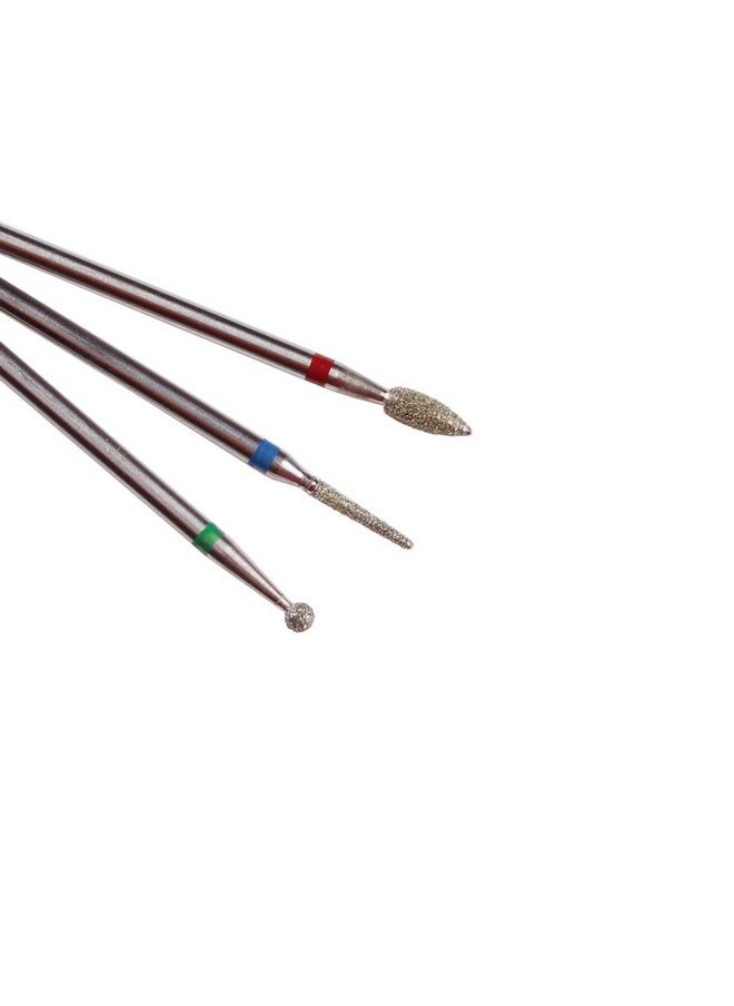 3Pcs Diamond Cuticle Drill Bits (Needle,Ball,Bullet) Nail Bit,Professional Manicure Drill Bit Kit,3/32 Shank E File