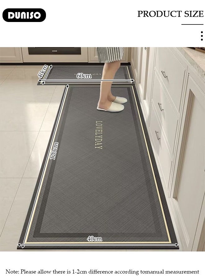 2 PCS Kitchen Mats and Rugs Set , Non Slip Heavy Duty Standing Mat, Quick Dry Diatom Mud Floor Mat, Extra Soft and Absorbent Floor Mats for Kitchen, Bath, Office, Laundry(40*60cm+40*120cm)