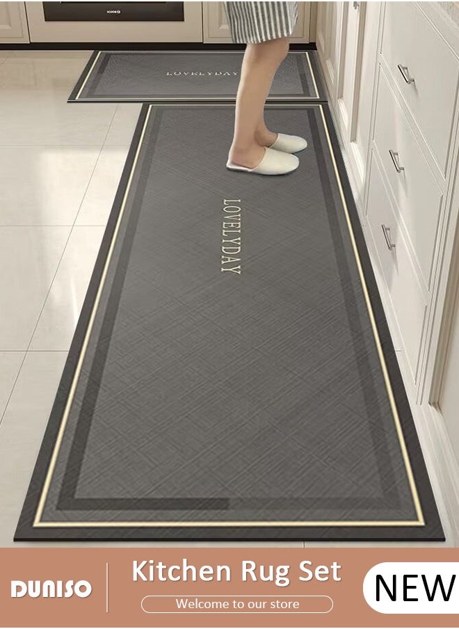 2 PCS Kitchen Mats and Rugs Set , Non Slip Heavy Duty Standing Mat, Quick Dry Diatom Mud Floor Mat, Extra Soft and Absorbent Floor Mats for Kitchen, Bath, Office, Laundry(40*60cm+40*120cm)