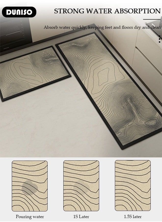 2 PCS  Kitchen Mats and Rugs Set , Non Slip Heavy Duty Standing Mat, Quick Dry Diatom Mud Floor Mat,  Extra Soft and Absorbent Floor Mats for  Kitchen, Bath, Office, Laundry(40*60cm+40*120cm)