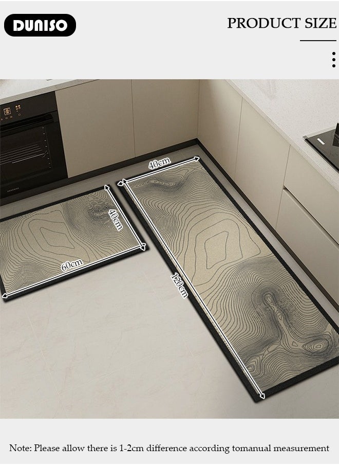 2 PCS  Kitchen Mats and Rugs Set , Non Slip Heavy Duty Standing Mat, Quick Dry Diatom Mud Floor Mat,  Extra Soft and Absorbent Floor Mats for  Kitchen, Bath, Office, Laundry(40*60cm+40*120cm)