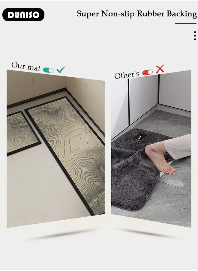 2 PCS  Kitchen Mats and Rugs Set , Non Slip Heavy Duty Standing Mat, Quick Dry Diatom Mud Floor Mat,  Extra Soft and Absorbent Floor Mats for  Kitchen, Bath, Office, Laundry(40*60cm+40*120cm)