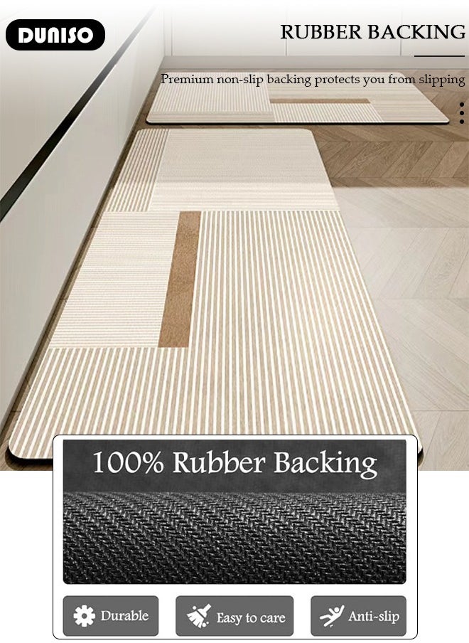 2 PCS  Kitchen Mats and Rugs Set , Non Slip Heavy Duty Standing Mat, Quick Dry Diatom Mud Floor Mat,  Extra Soft and Absorbent Floor Mats for  Kitchen, Bath, Office, Laundry(40*60cm+40*120cm)