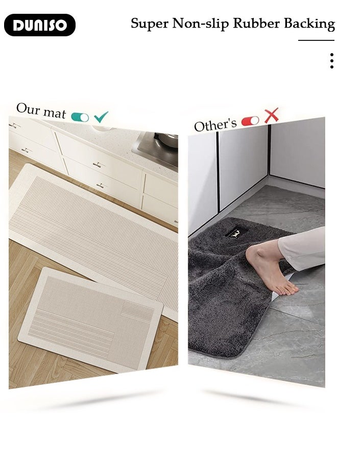 2 PCS  Kitchen Mats and Rugs Set , Non Slip Heavy Duty Standing Mat, Quick Dry Diatom Mud Floor Mat,  Extra Soft and Absorbent Floor Mats for  Kitchen, Bath, Office, Laundry(40*60cm+40*120cm)