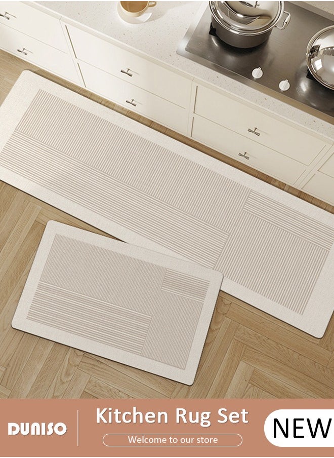 2 PCS  Kitchen Mats and Rugs Set , Non Slip Heavy Duty Standing Mat, Quick Dry Diatom Mud Floor Mat,  Extra Soft and Absorbent Floor Mats for  Kitchen, Bath, Office, Laundry(40*60cm+40*120cm)