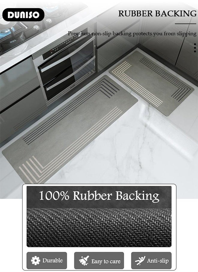 2 PCS  Kitchen Mats and Rugs Set , Non Slip Heavy Duty Standing Mat, Quick Dry Diatom Mud Floor Mat,  Extra Soft and Absorbent Floor Mats for  Kitchen, Bath, Office, Laundry(40*60cm+40*120cm)