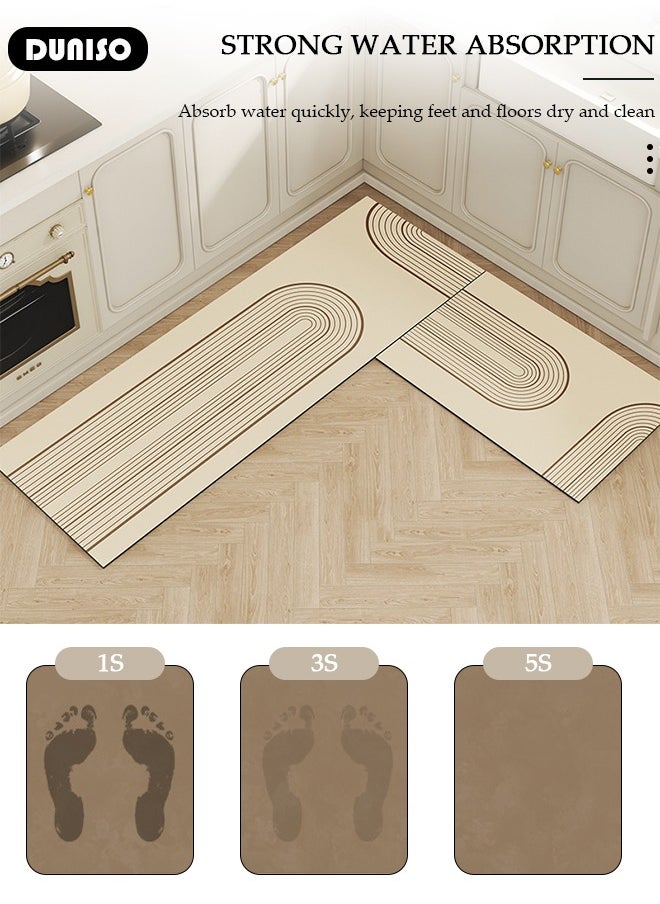 2 PCS  Kitchen Mats and Rugs Set , Non Slip Heavy Duty Standing Mat, Quick Dry Diatom Mud Floor Mat,  Extra Soft and Absorbent Floor Mats for  Kitchen, Bath, Office, Laundry(40*60cm+40*120cm)