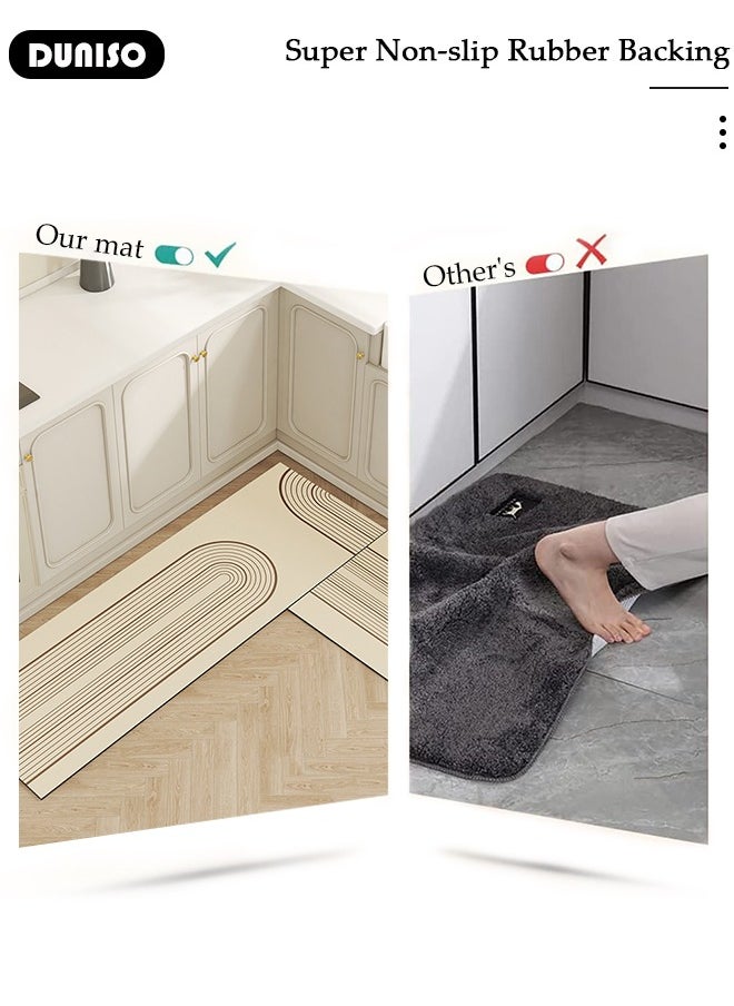 2 PCS  Kitchen Mats and Rugs Set , Non Slip Heavy Duty Standing Mat, Quick Dry Diatom Mud Floor Mat,  Extra Soft and Absorbent Floor Mats for  Kitchen, Bath, Office, Laundry(40*60cm+40*120cm)