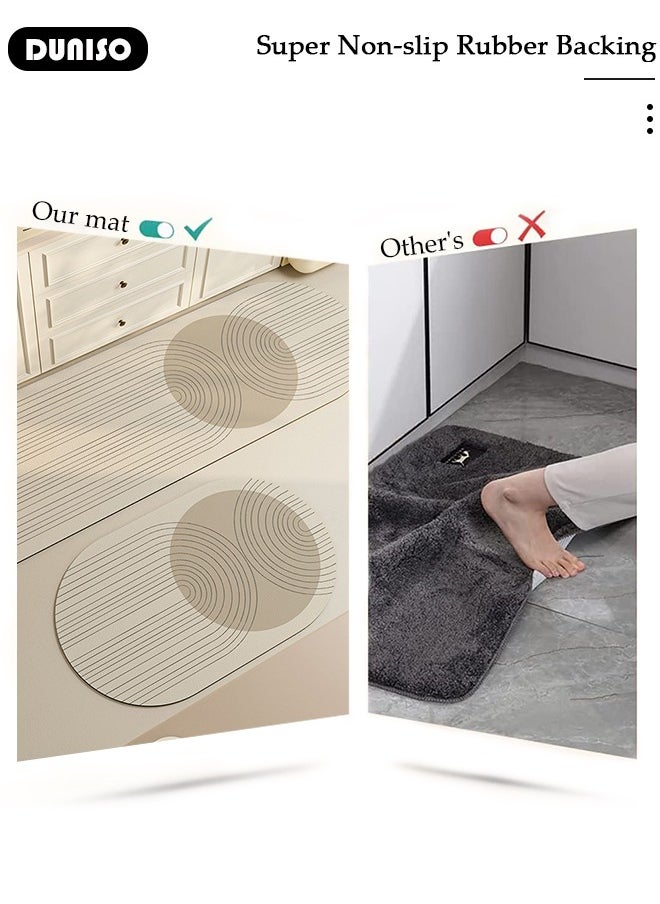 2 PCS  Kitchen Mats and Rugs Set , Non Slip Heavy Duty Standing Mat, Quick Dry Diatom Mud Floor Mat,  Extra Soft and Absorbent Floor Mats for  Kitchen, Bath, Office, Laundry(40*60cm+40*120cm)