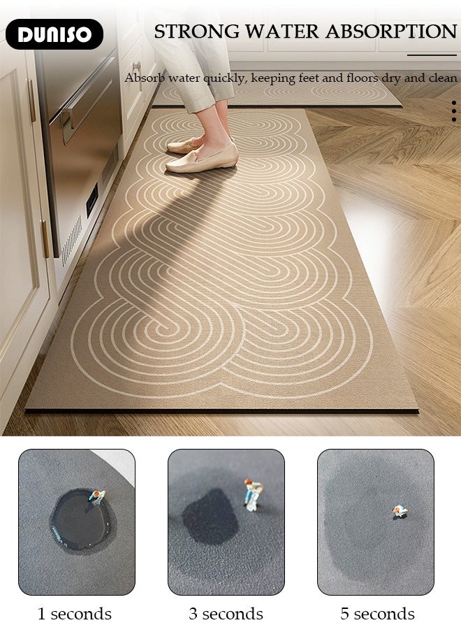 2 PCS  Kitchen Mats and Rugs Set , Non Slip Heavy Duty Standing Mat, Quick Dry Diatom Mud Floor Mat,  Extra Soft and Absorbent Floor Mats for  Kitchen, Bath, Office, Laundry(40*60cm+40*120cm)