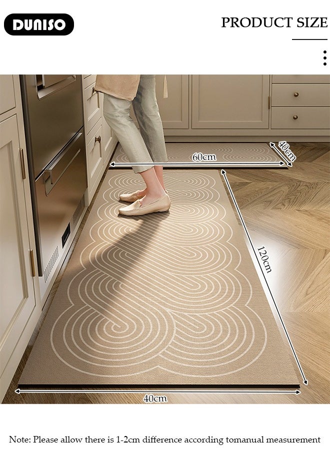 2 PCS  Kitchen Mats and Rugs Set , Non Slip Heavy Duty Standing Mat, Quick Dry Diatom Mud Floor Mat,  Extra Soft and Absorbent Floor Mats for  Kitchen, Bath, Office, Laundry(40*60cm+40*120cm)