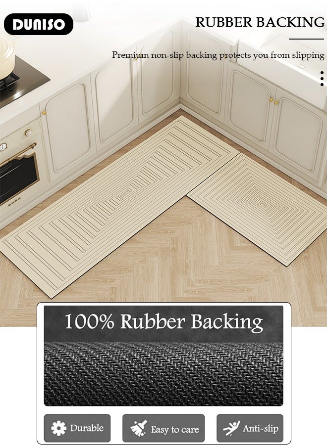 2 PCS  Kitchen Mats and Rugs Set , Non Slip Heavy Duty Standing Mat, Quick Dry Diatom Mud Floor Mat,  Extra Soft and Absorbent Floor Mats for  Kitchen, Bath, Office, Laundry(40*60cm+40*120cm)