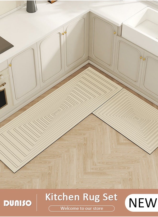 2 PCS  Kitchen Mats and Rugs Set , Non Slip Heavy Duty Standing Mat, Quick Dry Diatom Mud Floor Mat,  Extra Soft and Absorbent Floor Mats for  Kitchen, Bath, Office, Laundry(40*60cm+40*120cm)