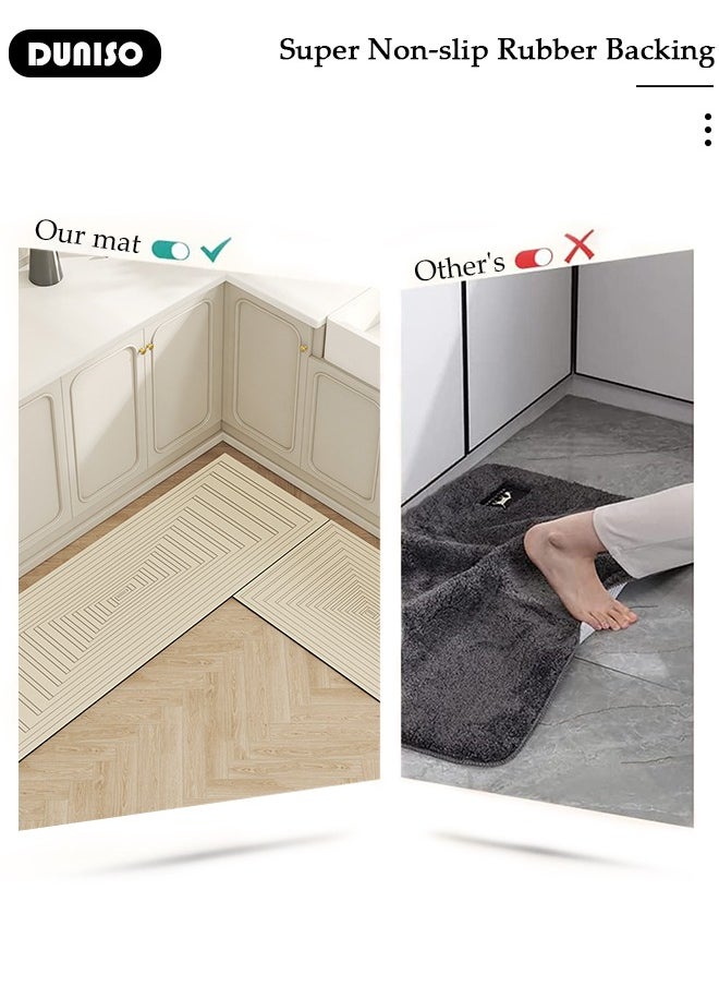 2 PCS  Kitchen Mats and Rugs Set , Non Slip Heavy Duty Standing Mat, Quick Dry Diatom Mud Floor Mat,  Extra Soft and Absorbent Floor Mats for  Kitchen, Bath, Office, Laundry(40*60cm+40*120cm)