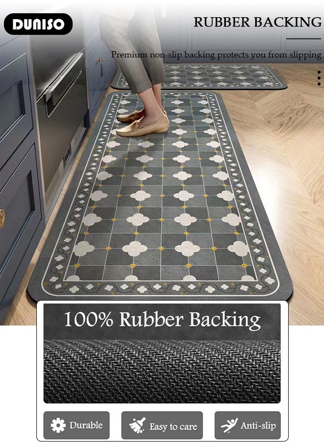 2 PCS  Kitchen Mats and Rugs Set , Non Slip Heavy Duty Standing Mat, Quick Dry Diatom Mud Floor Mat,  Extra Soft and Absorbent Floor Mats for  Kitchen, Bath, Office, Laundry(40*60cm+40*120cm)