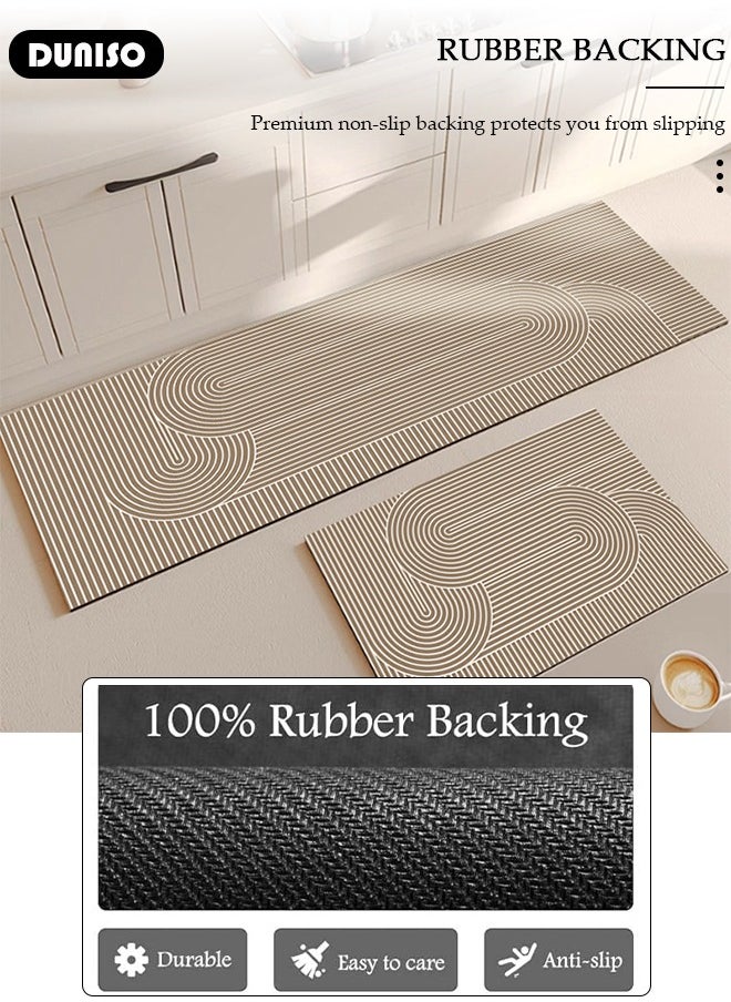 2 PCS  Kitchen Mats and Rugs Set , Non Slip Heavy Duty Standing Mat, Quick Dry Diatom Mud Floor Mat,  Extra Soft and Absorbent Floor Mats for  Kitchen, Bath, Office, Laundry(40*60cm+40*120cm)