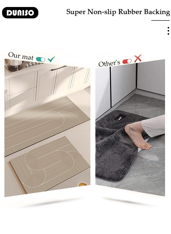 2 PCS  Kitchen Mats and Rugs Set , Non Slip Heavy Duty Standing Mat, Quick Dry Diatom Mud Floor Mat,  Extra Soft and Absorbent Floor Mats for  Kitchen, Bath, Office, Laundry(40*60cm+40*120cm)