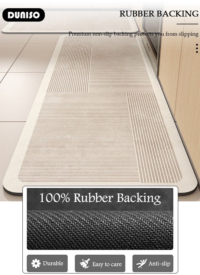 2 PCS  Kitchen Mats and Rugs Set , Non Slip Heavy Duty Standing Mat, Quick Dry Diatom Mud Floor Mat,  Extra Soft and Absorbent Floor Mats for  Kitchen, Bath, Office, Laundry(40*60cm+40*120cm)