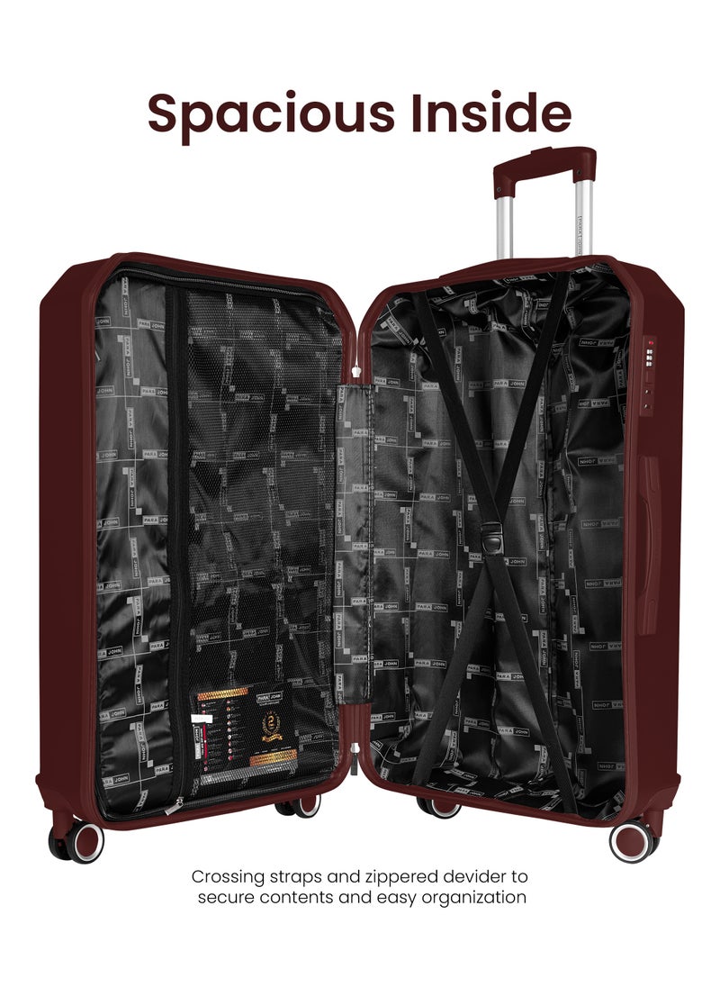 Crystaline ABS Luggage Trolley Set-3 Pcs-BURGUNDY