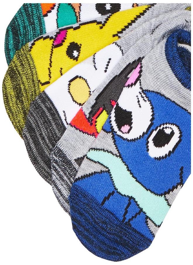 Pokemon boys 5 Pack No Show Casual Sock, Grey Light, Sock Size 6-8.5 US