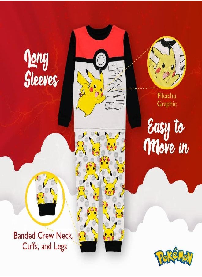 Pokemon Boys’ Big Snug-Fit Pajamas, Poke Treasure, 10