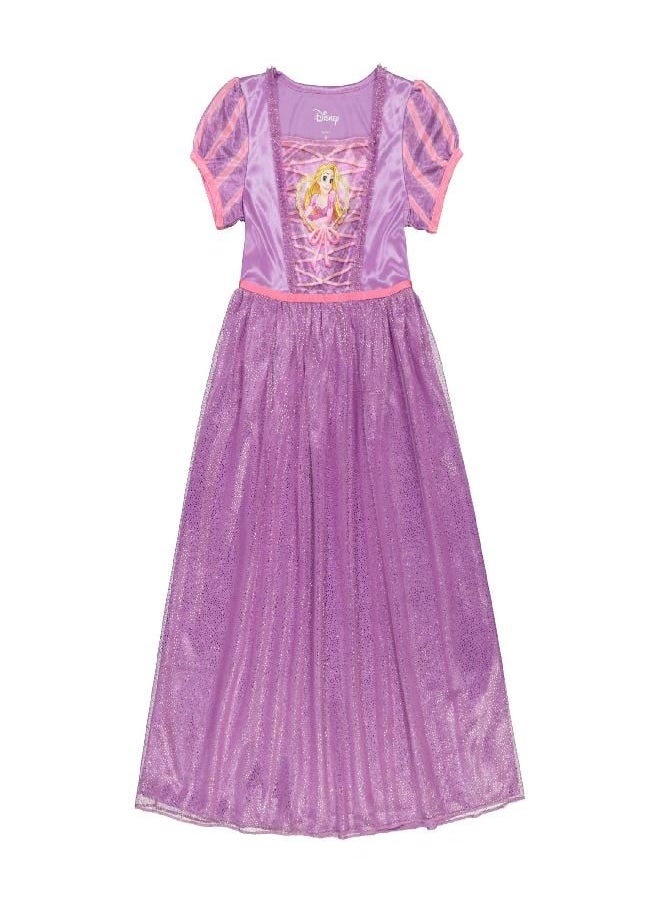 Disney Girls' Princess Fantasy Gown Nightgown, Rapunzel Shines 3, 8