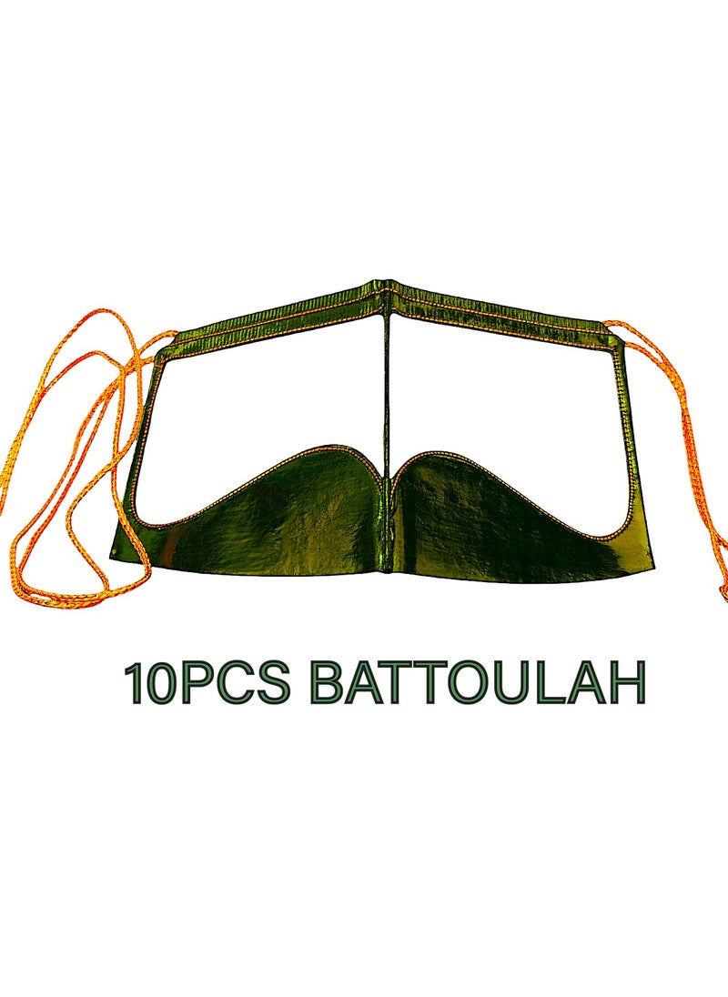 Battoulah, Burqa, Niqab, Arabian Traditional Facemask, Green Color 10pcs