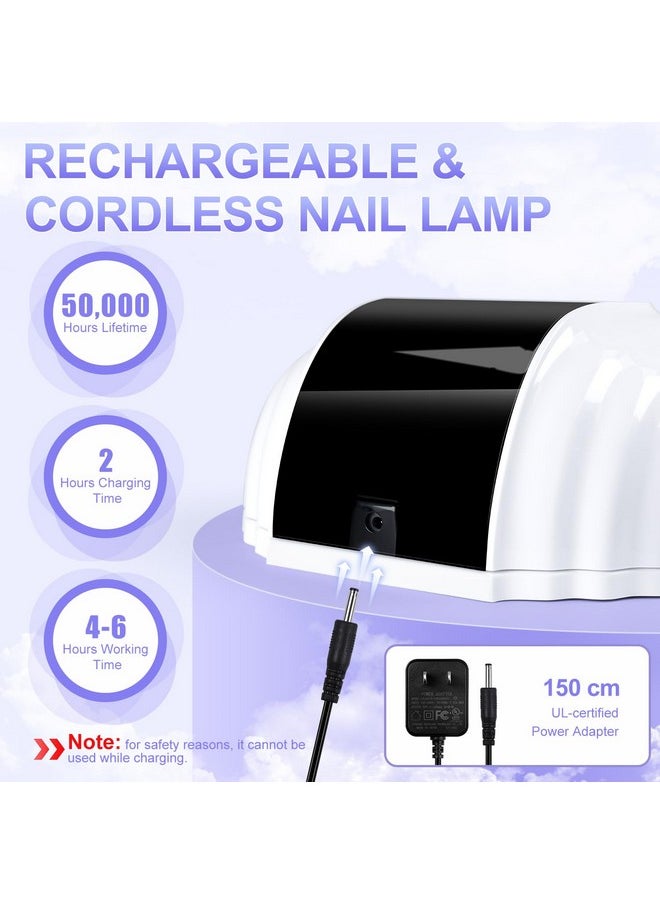 Cordless Nail Lamp, Rechargeable Uv Led Nail Lamp, 268W Fast Curing Wireless Nail Lamp With 36Pcs Lamp Beads For Hands & Feet, Quick Dry Gel Lamp For Salon & Home