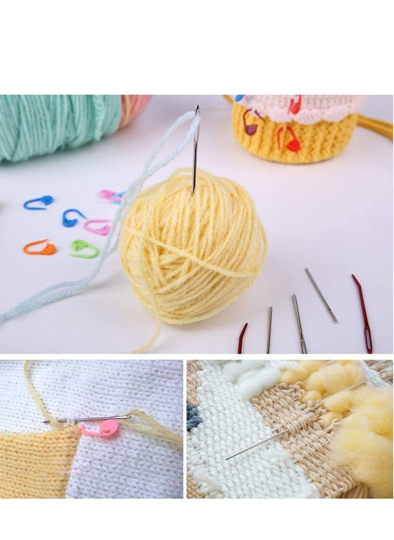 Crochet Hook Set, 9 Pieces Large-Eye Blunt Needles Yarn Crochet Hooks Needles with 20 Stitch Markers and 2 Tapestry Needle Giant Chunky Yarn Carpet Scarf Bulky Wool Roving Weaving