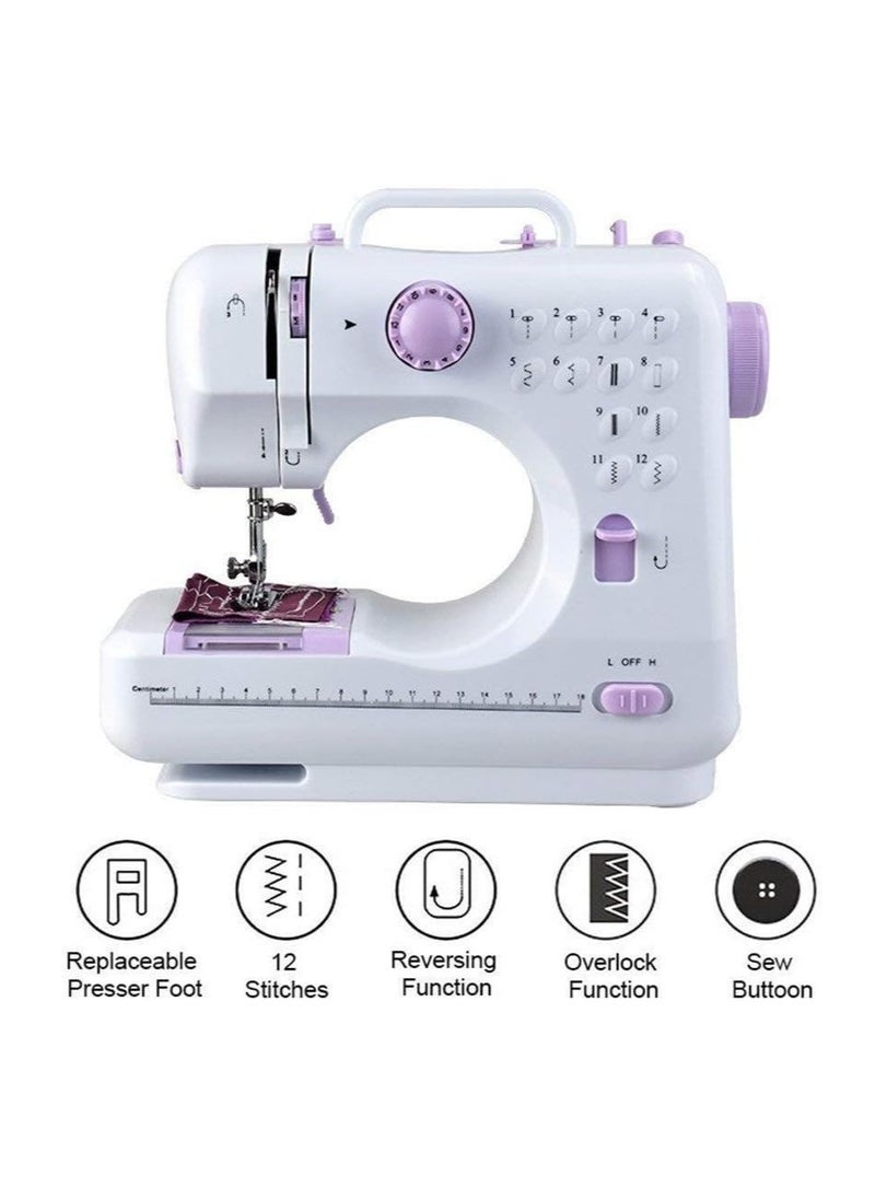 Multifunctional Household Electronic Sewing Machine 12 Stitches Portable Sewing Machine with Foot Pedal Adapter Thread Bag Included Multifunction Sewing Machine for Beginners Sewing Machine