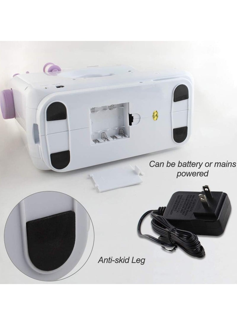 Mini Sewing Machine for Beginner, Portable Sewing Machine,12 Built-in Stitches Small Sewing Machine Double Threads and Two Speed Multi-function Mending Machine with Foot Pedal for Kids, Women (Purple)