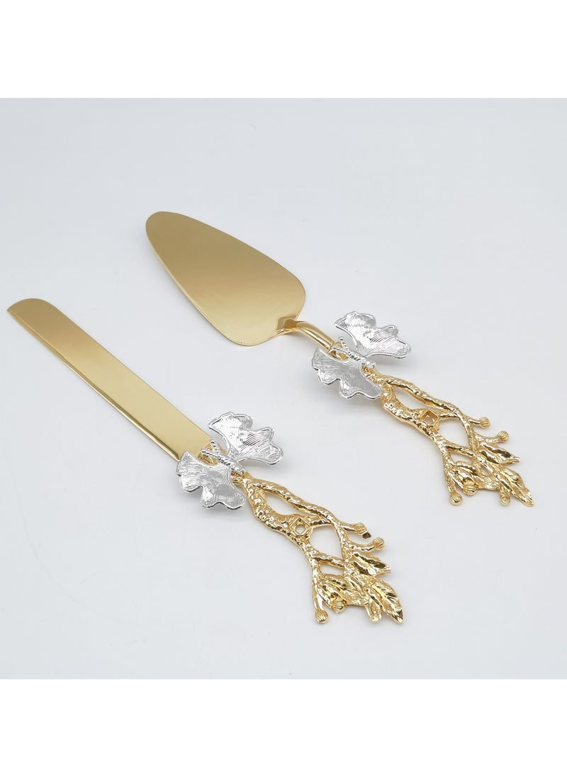 2PCS Butter Fly Design Cake knife serving set