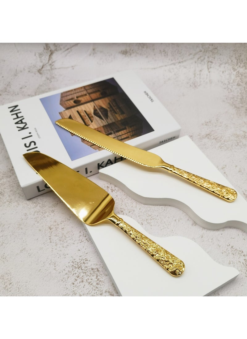 2PCS Rose Design Cake knife serving set